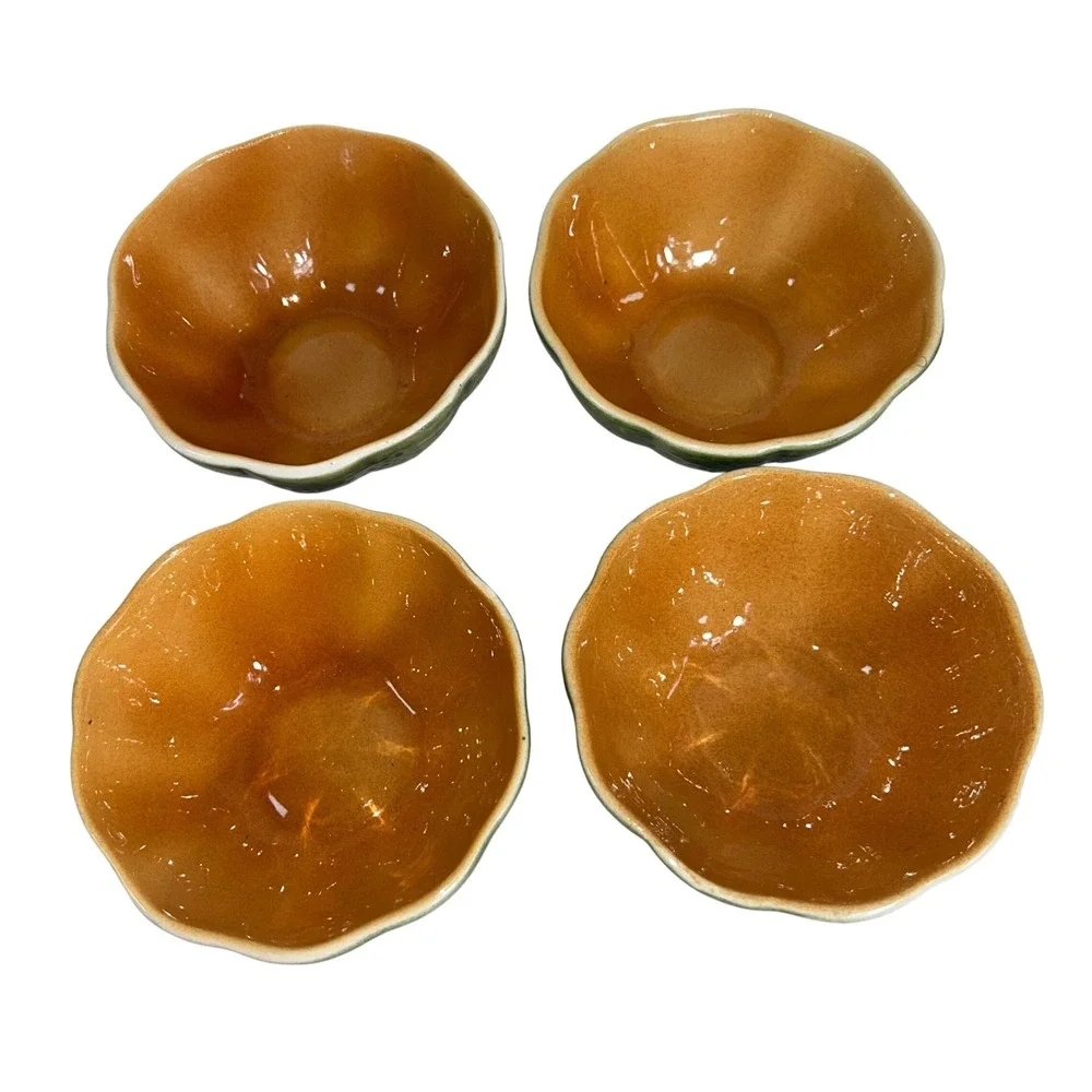 Vintage Knobler Japan ceramic‎ majolica art pottery fruit bowls & Saucers 8Pc